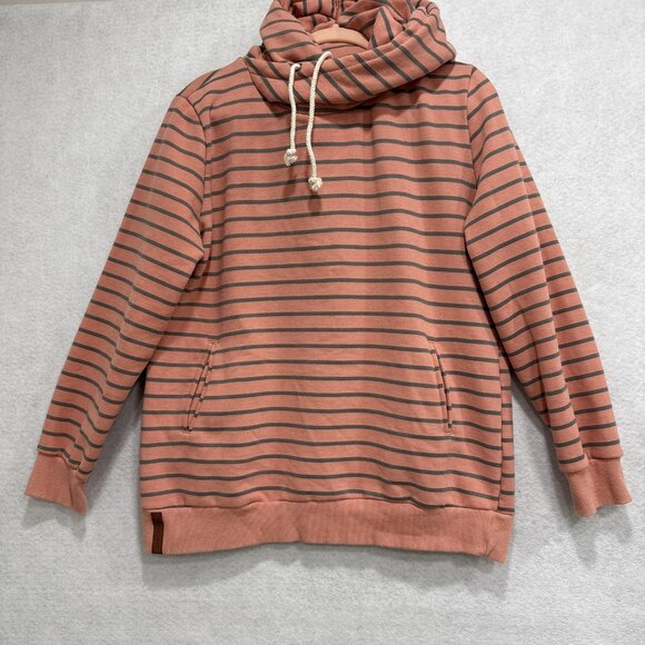 Ampersand Avenue Sweatshirt Womens XXL Pink Stripe Cowl Neck Fleece Pullover - Picture 1 of 10